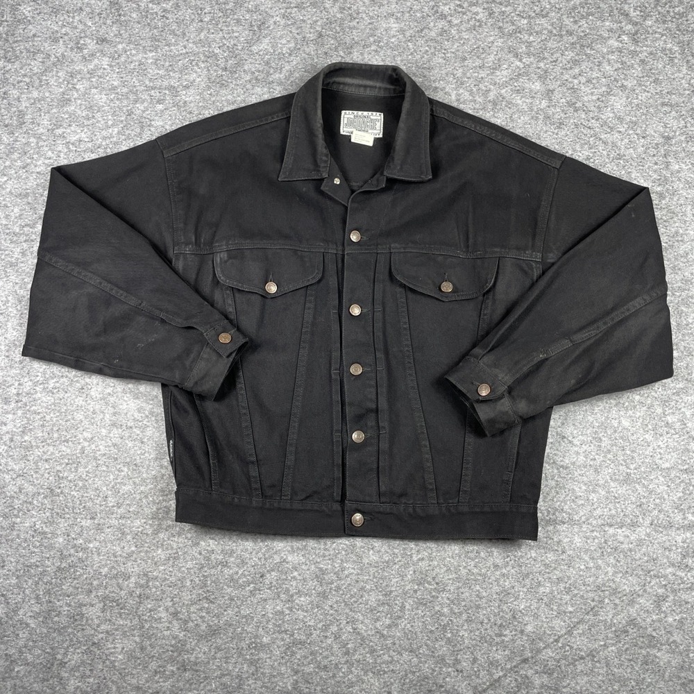 Vintage 80s Jordache Denim Jacket Mens M Black Trucker Boxy Relaxed Fit